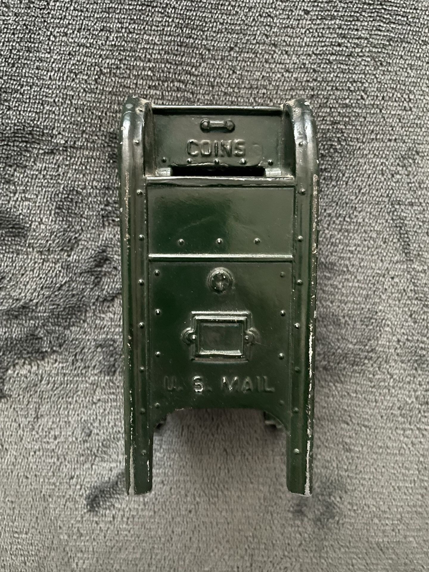 Bank Vintage Cast Iron Green Postal Box 4x6 In Size Porch Pickup