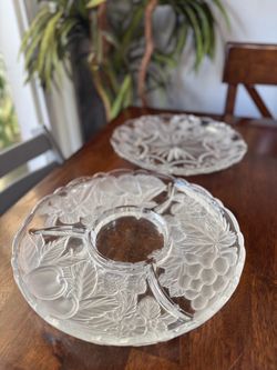 Clear Glass Divided Serving Platter Set of 2