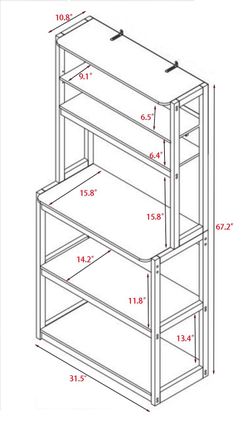 31.50 White and Rustic Brown color 5-Tier Bakers Rack for Kitchen with Storage, Coffee Bar, Kitchen Shelves, Microwave Stand