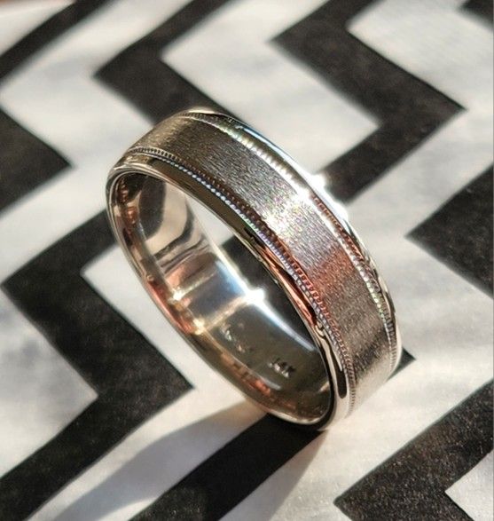 NOVELL ¤ 14K White Gold 6.0mm Mens Wedding Band ◇ SIZE 10.0 | 7.3g
