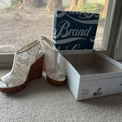 LuckyBrand White Crochet Wedges