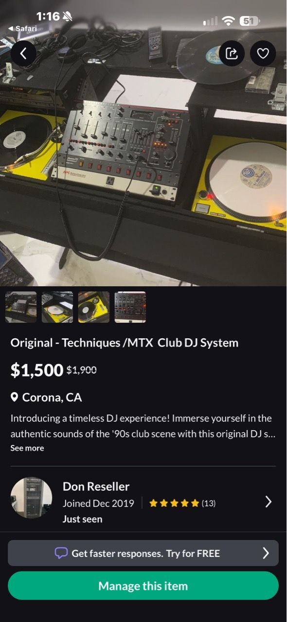 Technics SL-1200MK2 Pair – Vintage DJ Mixer, Coffin & Accessories for ...