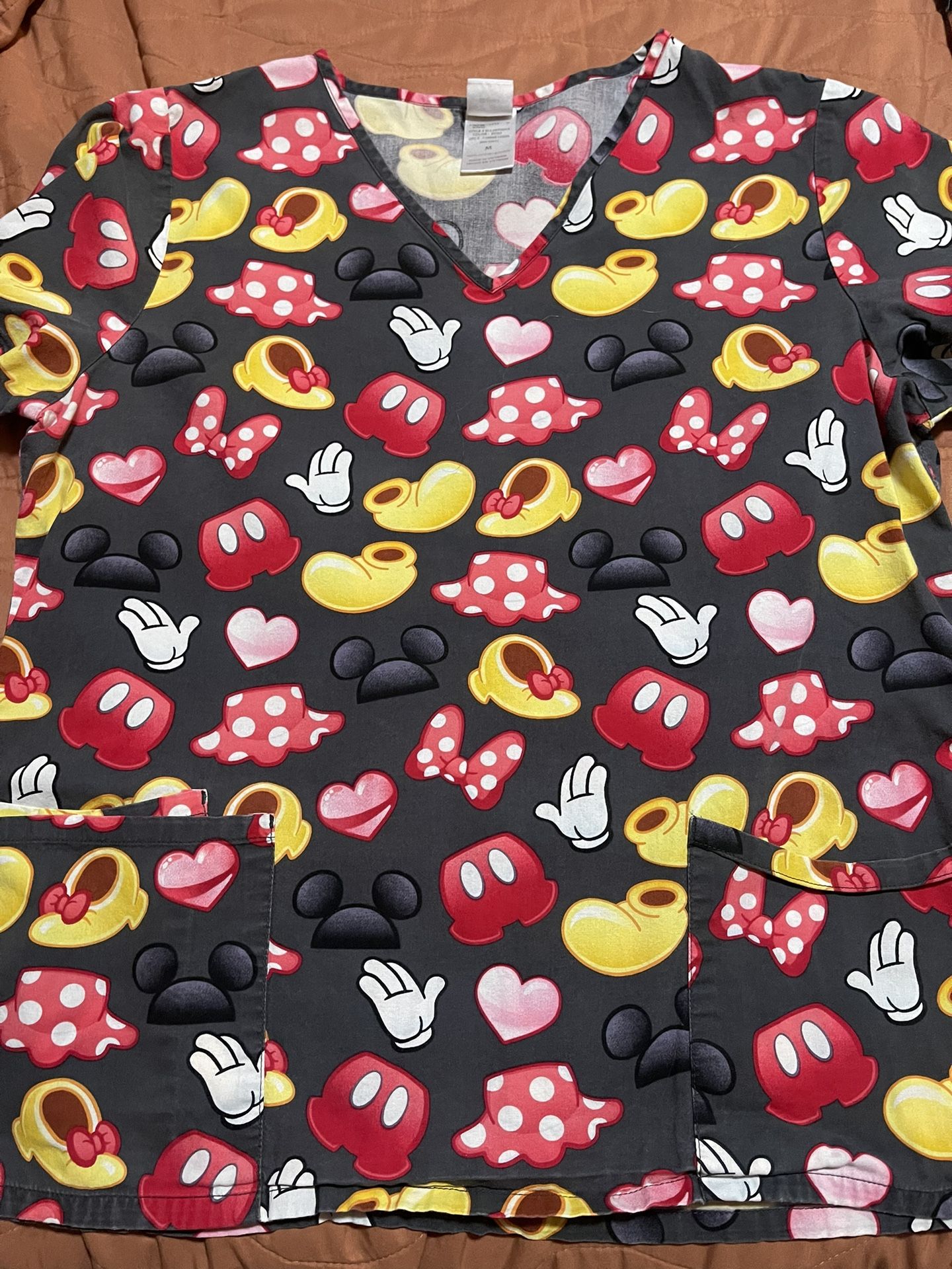 Disney Mickey And Minnie Scrub Top