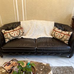 Raymour & Flanigan leather Sofa and loveset