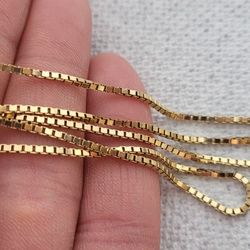 14k Solid Gold Box link Chain Necklace 24" Inch 