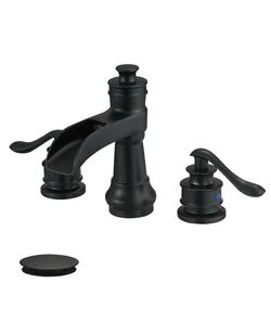 Waterfall Widespread 2-Handle Bathroom Faucet with Pop-up Drain Assembly in Spot Resist Matte Black