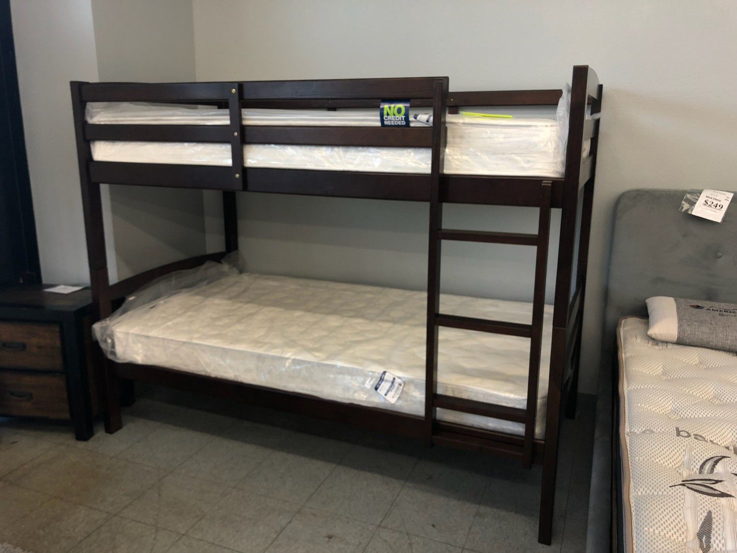 Twin bunk bed new with mattress. In box