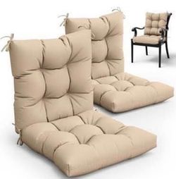 New Seat Cushion 2 Pcs Outdoor High Back Chair Cushion Pillows Splash Proof Fade Resistant