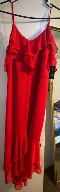 Red Ruffle Spaghetti Strap Maxi Dress