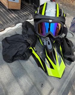 JQF Gear Large Motorsport Helmet , Goggles , Gloves