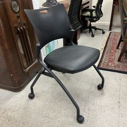 12 Nesting Rolling 9to5  Chairs- New Black Vinyl