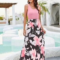 Pink Floral Maxi Dress 👗 