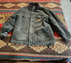 Vtg Carhartt Mens Size XL C26 MOS Moss Green Quilted Lined Jacket Distressed
