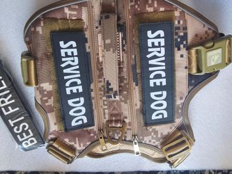 Heavy Duty tactical service dog harness for K9 dogs with extra patch my friend velcro