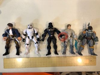 Set Of 5 Star Wars 5.5” Tall Figures - Stormtrooper, Luke Skywalker, Darth Vader