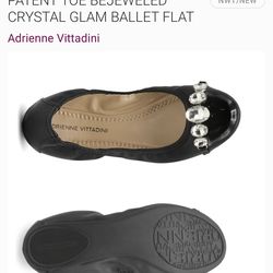 Adrienne Vittadini Womens Shoes Black Ballet Flat Rhinestone Embellished SZ 7.5