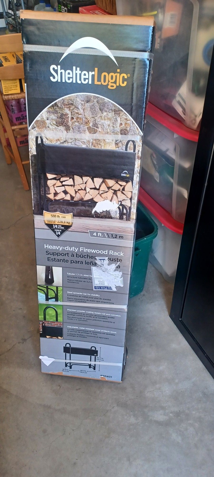 New ShelterLogic Covered Firewood Rack, 4ft.L, Model# 90401