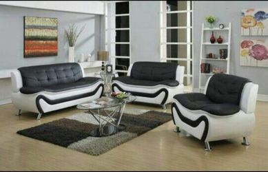 Black & white sofa loveseat and coffee table