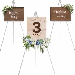 DJAR 3-Pcs 63" Wooden Easel Stand, White