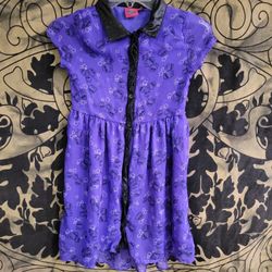 Monster High Girls Purple Button Up Collared Dress Childs Size 7/8