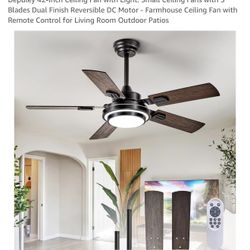 Depuley 42-Inch Ceiling Fan with Light: Small Ceiling Fans with 5 Blades Dual Finish Reversible DC Motor - Farmhouse Ceiling Fan with Remote Control f