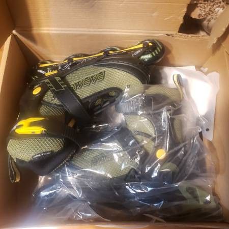 PAPAISON Adjustable Inline Skates for Kids size medium adjustable 1-4 Full Light Up Wheels, Outdoor Roller Skates military color open box new