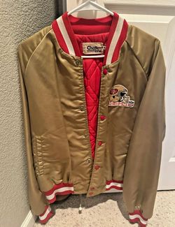 Vintage Chalk Line San Francisco 49ers Gold Satin Jacket M NFL Red Lining 80s