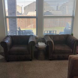 Leather Chesterfield Chairs (Pair)