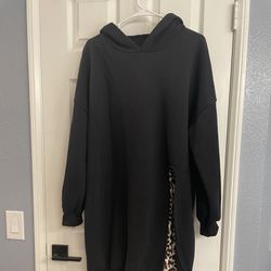Black leopard Long Sweater Dress