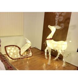 Reindeer and Sled Lights Up Yard Decor 