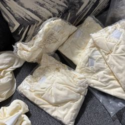 New Howhic Folding Chair Covers for Party 12pcs, Ivory Universal Spandex Chair Covers for Folding Chairs, Stretchy Fitted Chair Covers for Wedding, Pa