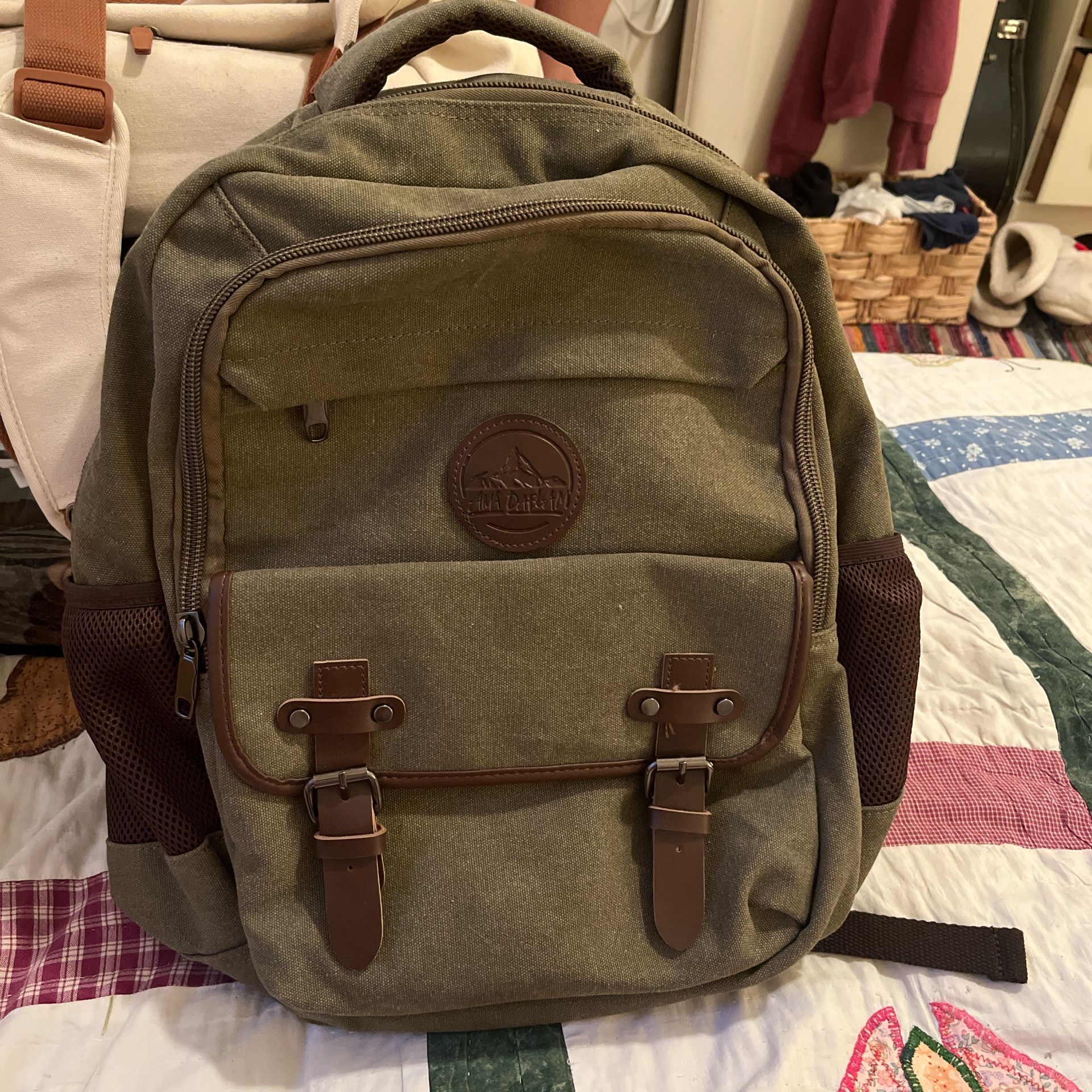 Green and Brown Ama Dablam Backback with Sweat Resistant Back Padding
