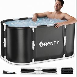 Foldable Portable Ice Bath Tub for Athletes, XXL 130 GAL Ultra Large Cold Plunge Tub with Floating Thermometer, Recovery and Therapy Cold Hot Baths Tu