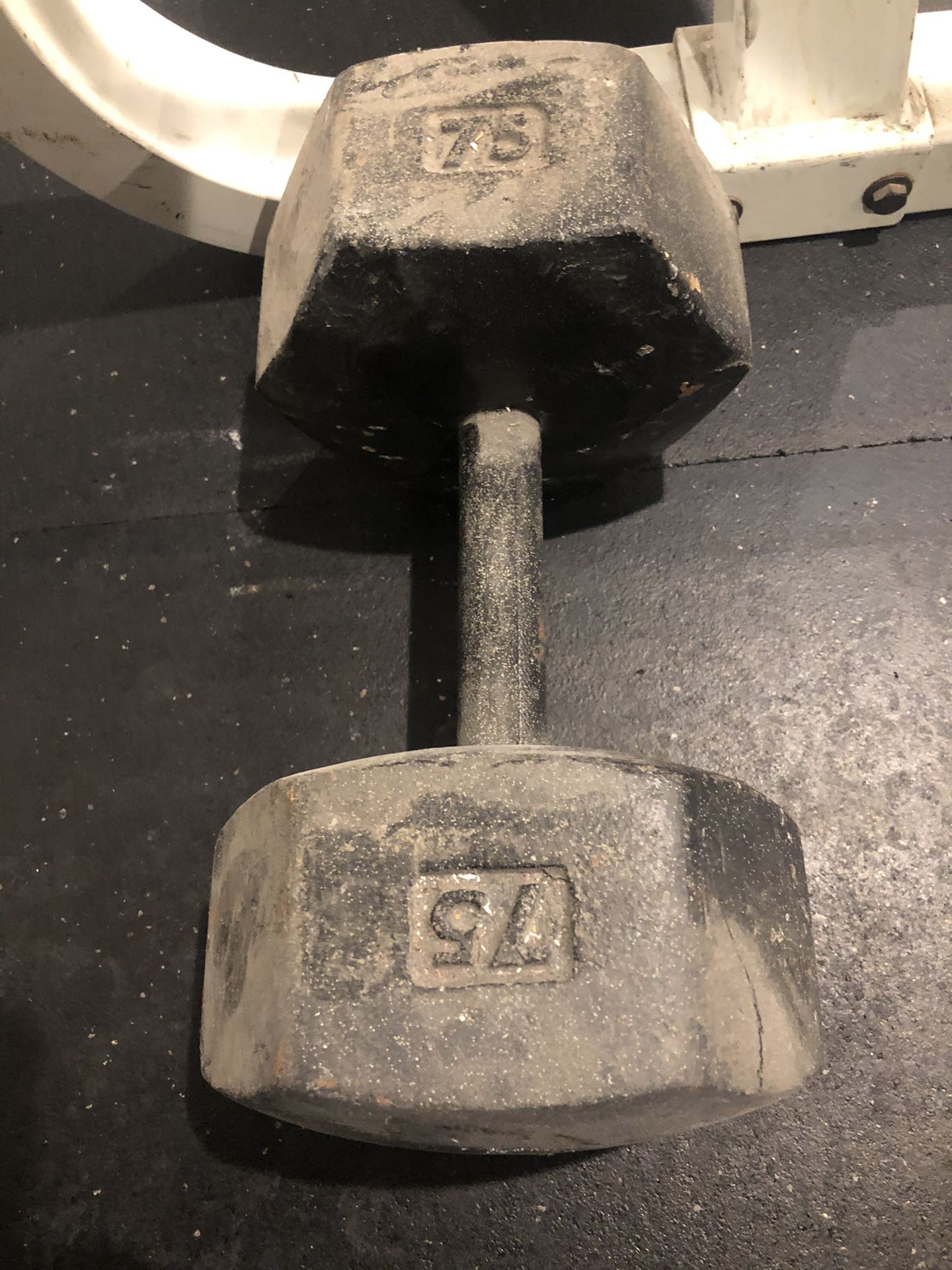One 75lb Hex Dumbbell (trade for two 50’s)