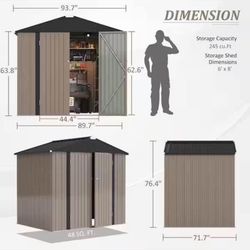 6 ft. W x 8 ft. D Outdoor Storage Metal Shed Lockable Metal Garden Shed f