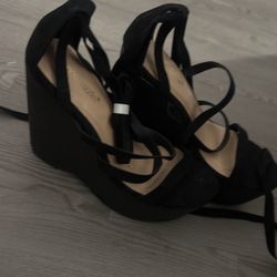 Black Strappy Wedges