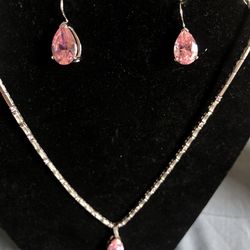 Pink Sapphire Necklace & Earrings 