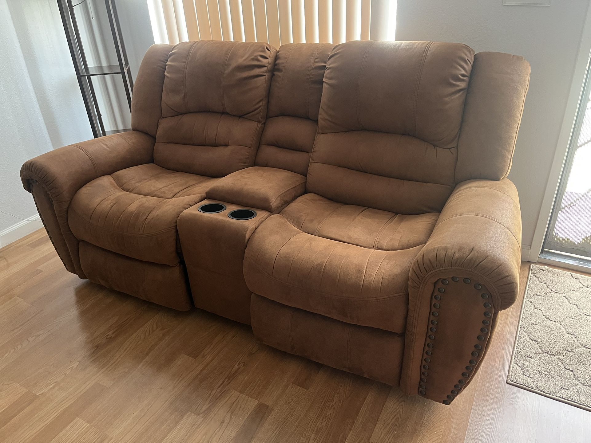 Manual Reclining Sofa and Console Loveseat