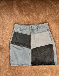 Patchwork Denim Mini Skirt
