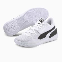 NEW Puma Clyde Hardwood Team White Black Men’s Basketball Shoes Size 6,5