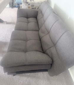Grey Fabric Tufted 3-Seater Sofa