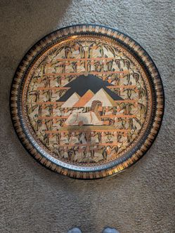 Metal Etched Wall Plate With Sphinx And Pyramids 23"