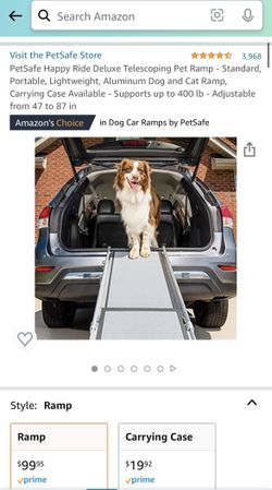 PetSafe Happy Ride Deluxe Telescoping Pet Ramp - Standard, Portable, Lightweight, Aluminum Dog and Cat Ramp, Carrying Case Available - Supports up to