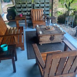 Teak Couch And 2 Chairs w/ Cushions