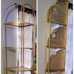 Gold Tall Folding Corner Bookshelf / Bookcase