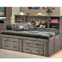 Twin Bed With Built In Shelves And Drawers