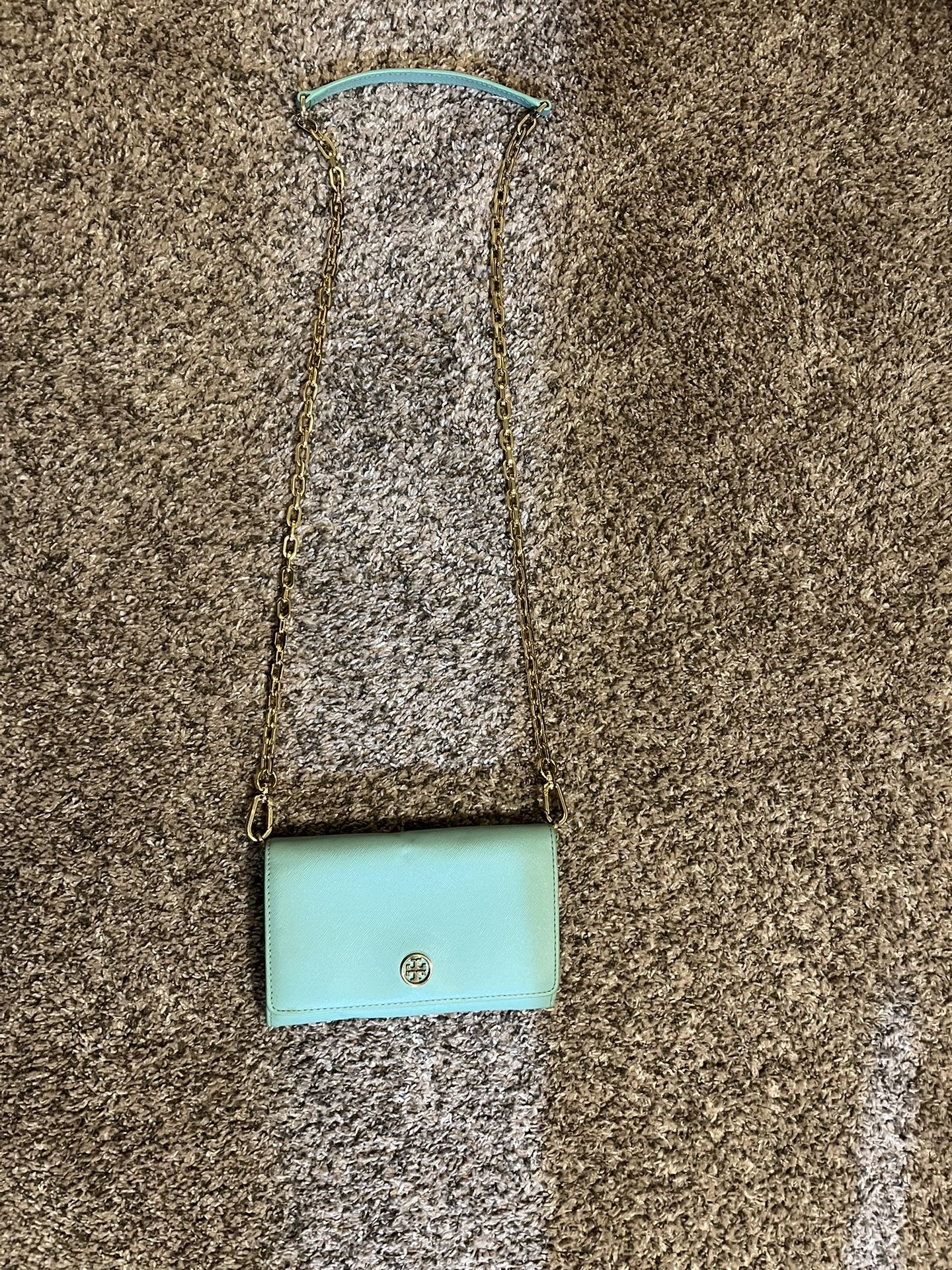 Tory Burch Emerson Saffiano Leather Chain Wallet – Mint Green $120 (Excellent condition)
