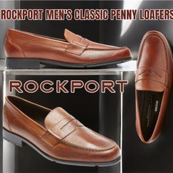 NEW ROCKPORT MEN'S CLASSIC PENNY LOAFER, (BROWN LEATHER), Size 12M 