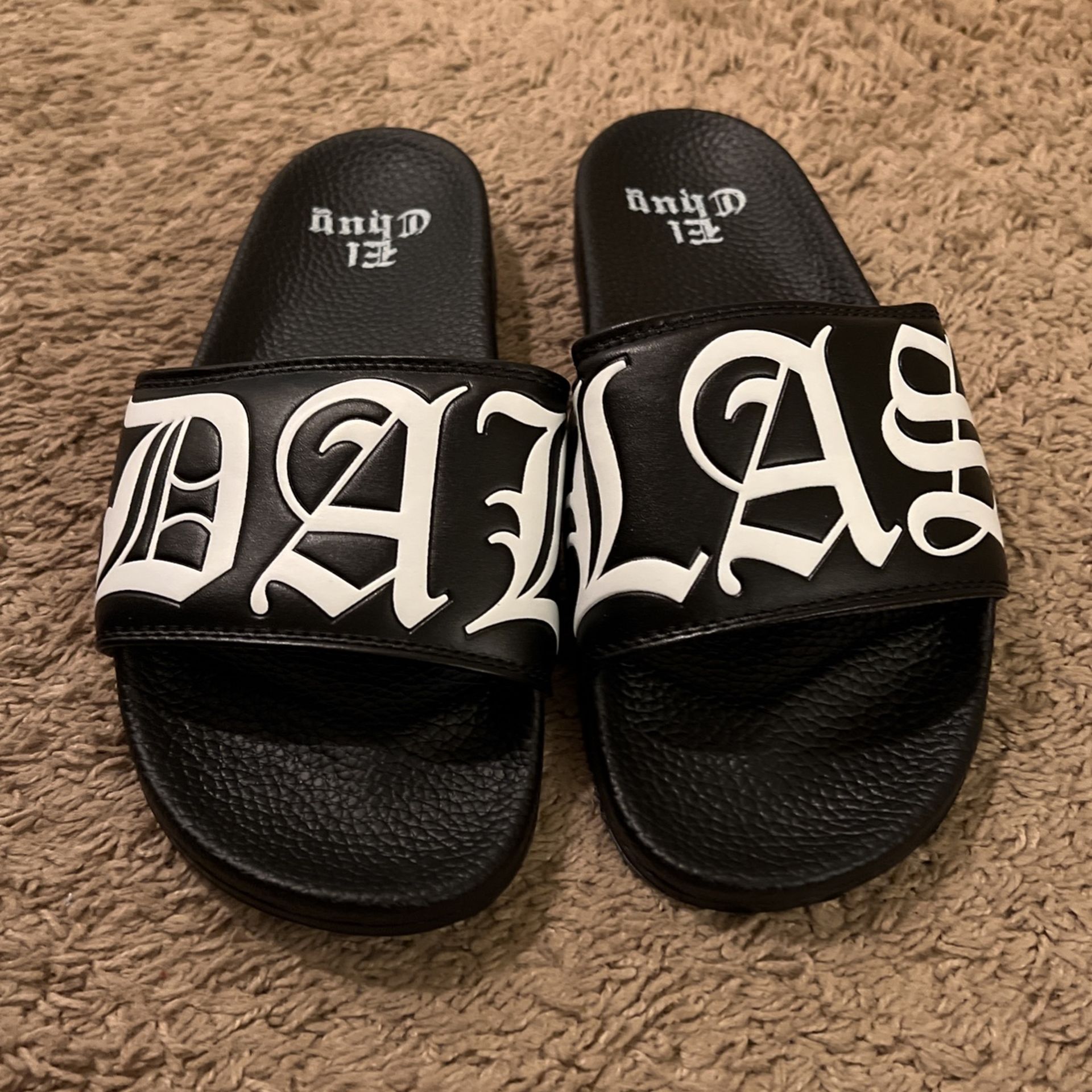 EL CHUY BLACK DALLAS SLIDES / Sandals Size 9.5 10 nike adidas