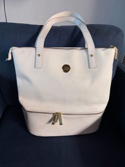 JOY MANGANO Leather Travel Tote With Shoe Storage Compartment & Makeup bag